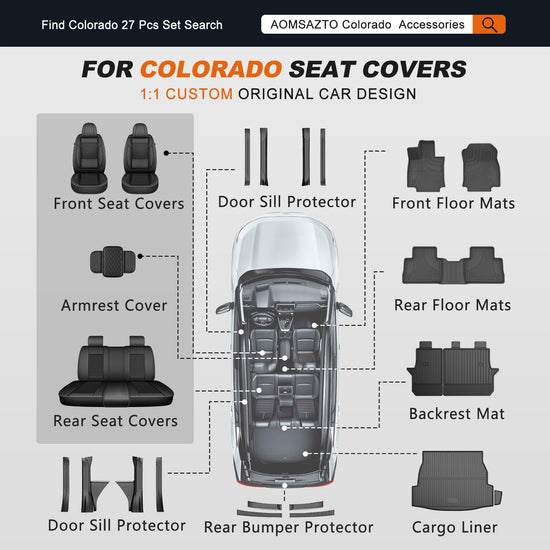 Vehicle seat cover — AOMSAZTO custom fit for Chevy Colorado and GMC Canyon 2023-2026