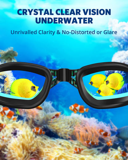Aegend swim goggles - No leaking, anti-fog, UV protection, mirrored design for adults.