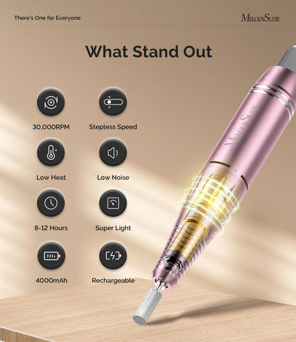 Nail drill — Cordless design with LCD display for home use and training