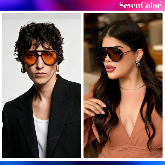 Sunglasses — Trendy oversized aviator style with retro round shield design