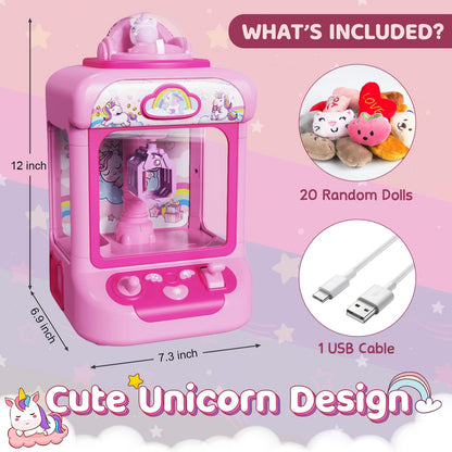 Marlrin claw machine with sound and 20 mini plush toys for kids