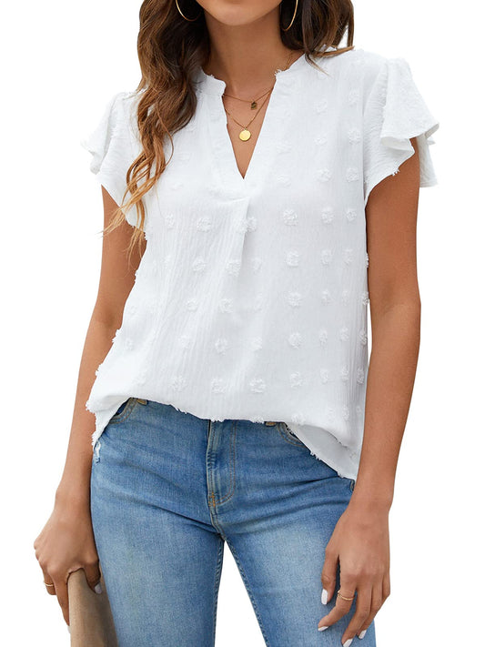 Blooming Jelly blouse with ruffle sleeves and v neck design