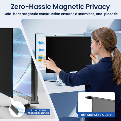 AEGIVIXE Magnetic Monitor Privacy Screen Filter 24 Inch for Computer 16:9 Aspect Ratio, Hanging Anti Blue Light Shield Eyes Protection, Removable Blackout Anti Spy Security Protector