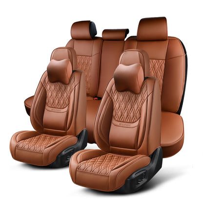 TINRAIYANG car seat covers - breathable leather for front and rear seats in brown