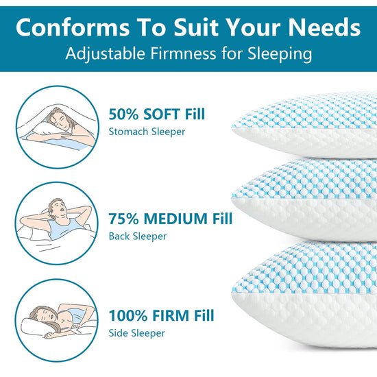 KELTARO shredded memory foam pillows — set of 2 pack