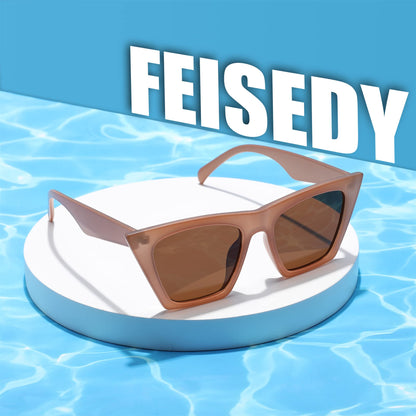 FEISEDY vintage square cat eye sunglasses with trendy design B2473