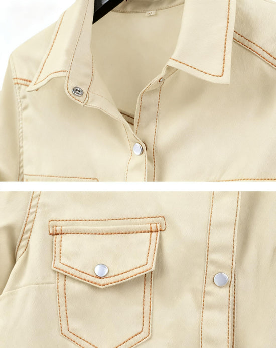 Shirt — Women's roll up sleeve tie front knot chambray denim crop top