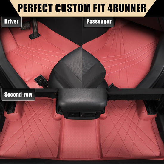 EKR vehicle mat — Custom fit leatherette floor mats for 2011-2024 Toyota 4Runner, burgundy