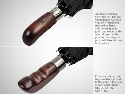 Balios umbrella - Real wood handle with automatic open close and windproof design