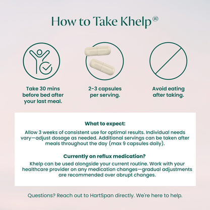 HartSpan Khelp All-Natural Reflux Support – Premium Alginate Supplement | GERD, Heartburn, LPR & Acid Reflux | Drug-Free, Designed for Daily Use | No Dyes or Flavors | 60 Vegan Capsules