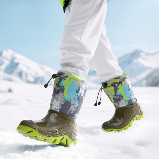 Boot — Waterproof camouflage snow boot with faux fur lining for kids