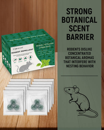 Rodent Repellent Peppermint Oil Balls, Rodent and Mice Repellent Balls (30 Balls Total), Plant-Based Essential Oil Blend, No-Touch Sealed Sachets for Indoor Use