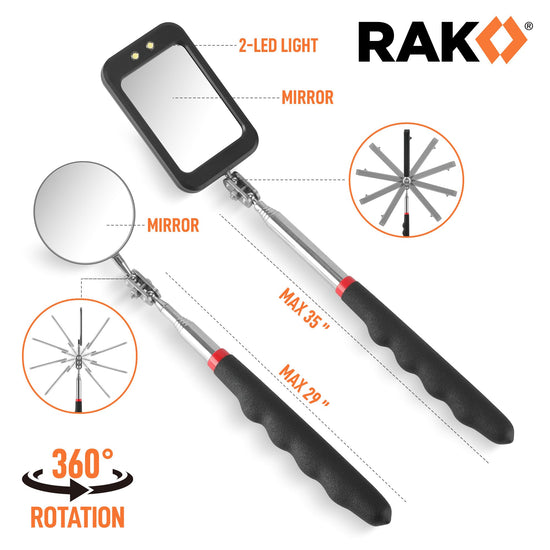 RAK magnetic pickup tool set - versatile inspection and retrieval tools for men