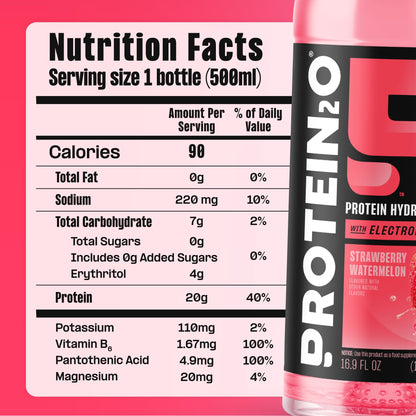 Protein2o protein drink — Liquid clear whey protein isolate with electrolytes, 20g protein, vitamins B5, B6, post-workout recovery
