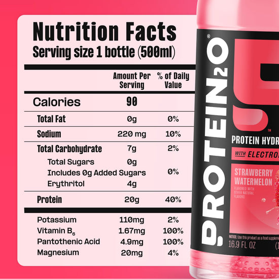 Protein2o protein drink — Liquid clear whey protein isolate with electrolytes, 20g protein, vitamins B5, B6, post-workout recovery