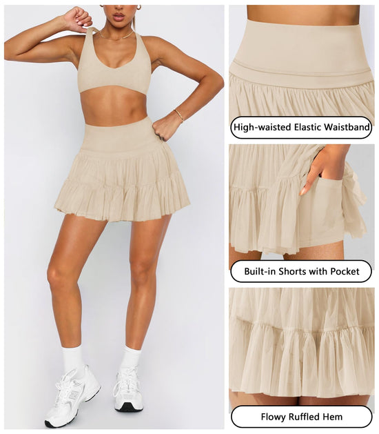 Women's high waisted pleated skort with pockets for athletic activities
