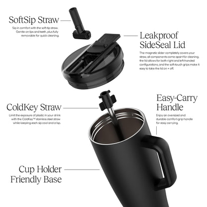 BrüMate Era tumbler — 40oz insulated design with flip down straw and leakproof base