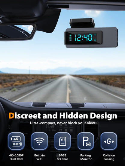 Onboard camera — 4K front and 1080P rear with built-in WiFi and night vision