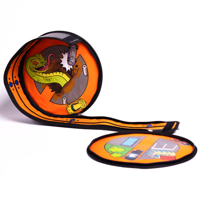 Toy vehicle set — ZipBin wheelie track pack unzips into a racetrack mat
