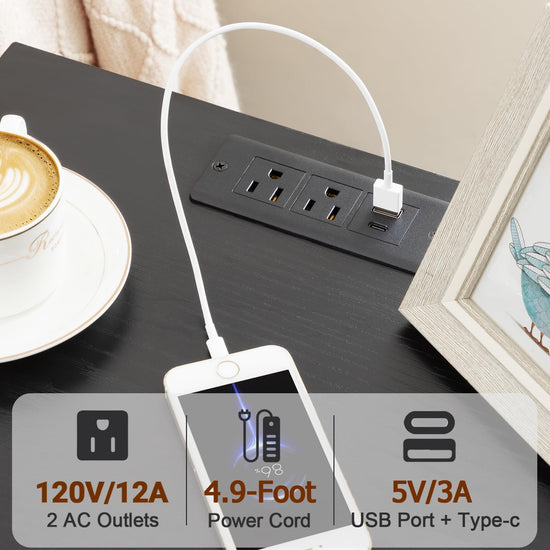 LoakeKEL night stand - LED nightstand with charging station and storage shelf