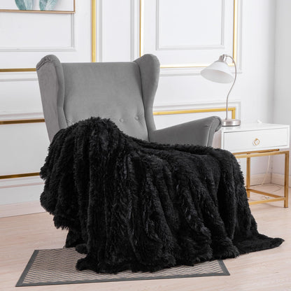 Blanket — Super soft plush faux fur throw for bed, chair or sofa 50 x 60 inches white