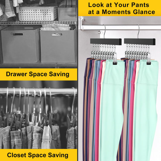 Clothes hanger — ORROENS wooden organizer with clips for 24 leggings and pants