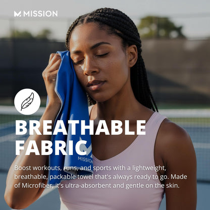 MISSION cooling towel — soft microfiber with UPF 50 protection and machine washable