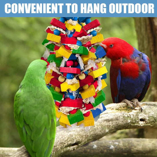 WQY GroceryShop Parrot Toys for Large Birds, Multicolored Wooden Blocks Bird Chewing Toy Parrot Cage Bite Toy for Macaws Cokatoos African Grey and Large Medium Parrot Birds (Block)