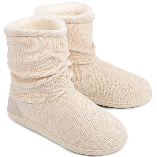 LongBay women's winter slipper boots — warm chenille knit with memory foam