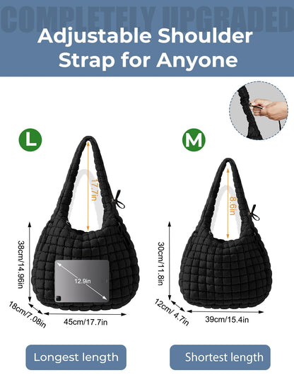 ASWACA puffer handbag — quilted nylon crossbody design with large capacity