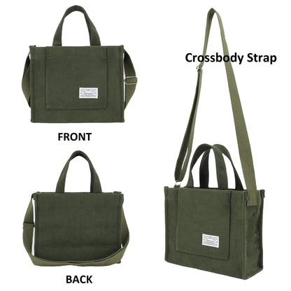 UERRUAM tote bag — corduroy design with compartments for women