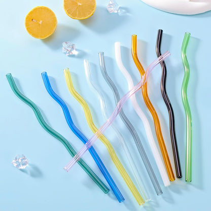 Drinking straw — Reusable colorful glass straws with cleaner brushes