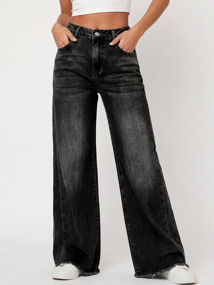 PANTS — Wide leg with raw hem and relaxed fit from Trendy Queen