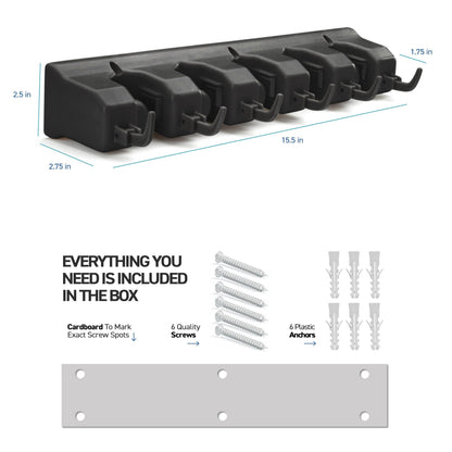 HOME IT storage rack — 5 slots and 6 hooks for efficient organization
