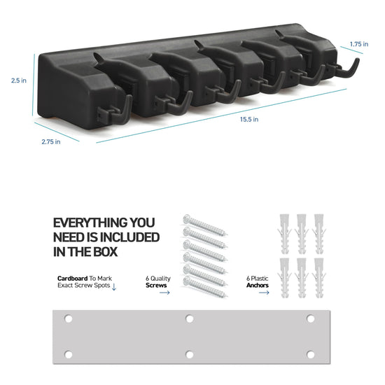 HOME IT storage rack — 5 slots and 6 hooks for efficient organization