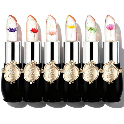 Lip color — Pack of 6 crystal flower jelly lipstick with color change feature