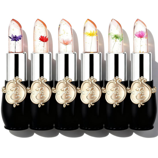 Lip color — Pack of 6 crystal flower jelly lipstick with color change feature