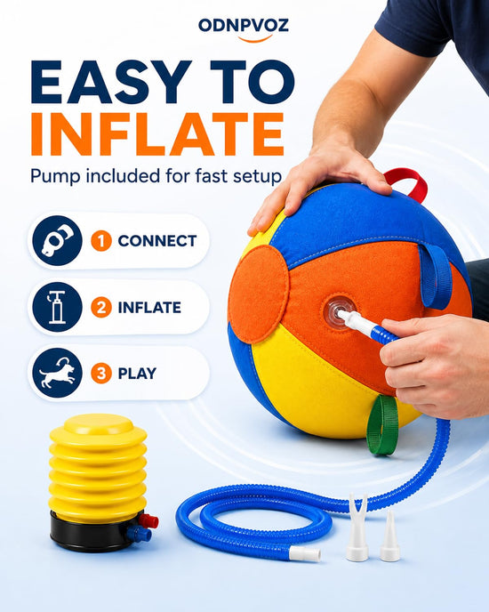 10/18/22 Inch Herding Ball Calming Jumbo Durable Tear-Resistant Inflatable Dog Toy Heavy-Duty Handle Cover Pump Outdoor Play Exercise Training Large Breeds Border Collie Cattle Horse Waterproof (18IN)