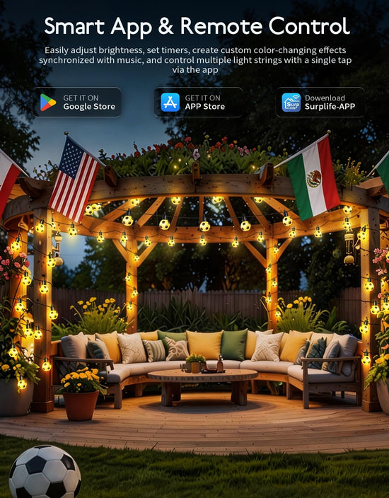 RainbowShow string lights — 50ft outdoor lights with app control and RGBW bulbs