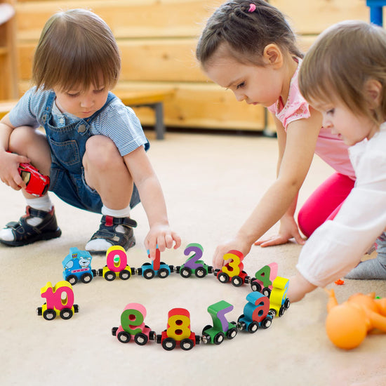 Wondertoys wooden alphabet train toy — 27 pieces included