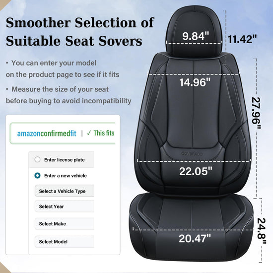 Coverado seat covers - waterproof nappa leather for cars with 5 seats