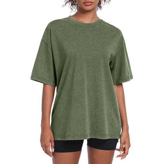 Shirt — Washed vintage oversized cotton tee for women by SnowElve