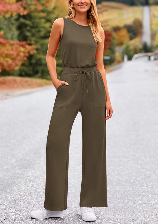 PRETTYGARDEN one piece outfit — summer sleeveless wide leg romper for beach vacation