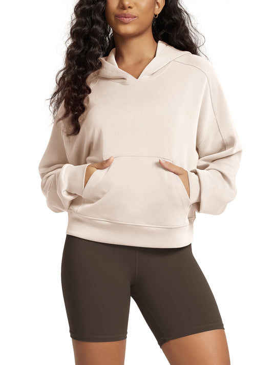 ODODOS sweatshirt — Modal soft long sleeve cropped oversized pullover with pocket