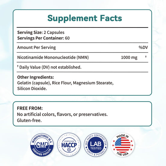 AskTaTa Pure NMN Supplement 60000mg, Supports Cellular Energy & NAD+ Balance, Daily Body Wellness & Immune Support, 120 Capsules, 60 Days Supply