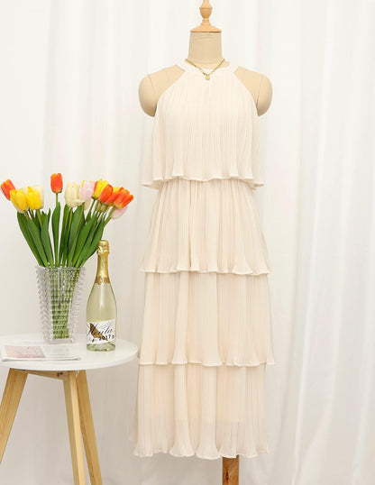 ZESICA dress — Summer sleeveless halter neck ruffle midi dress