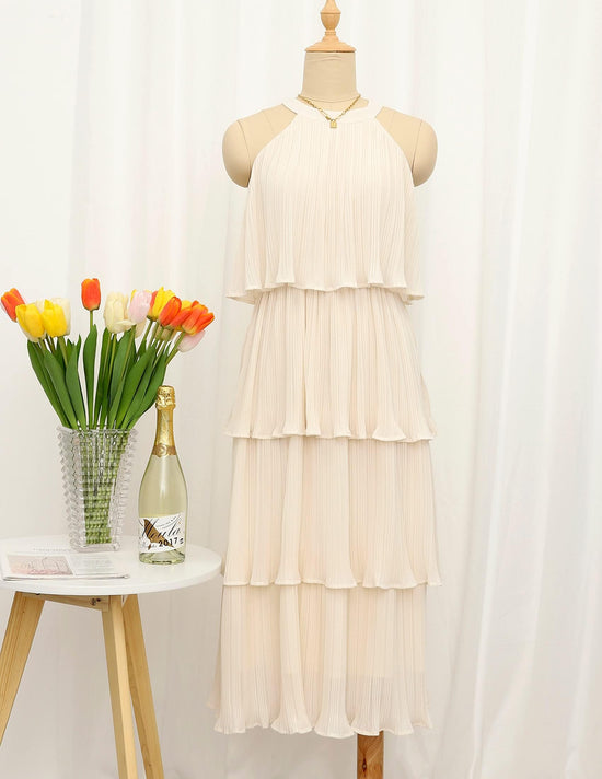 ZESICA dress — Summer sleeveless halter neck ruffle midi dress