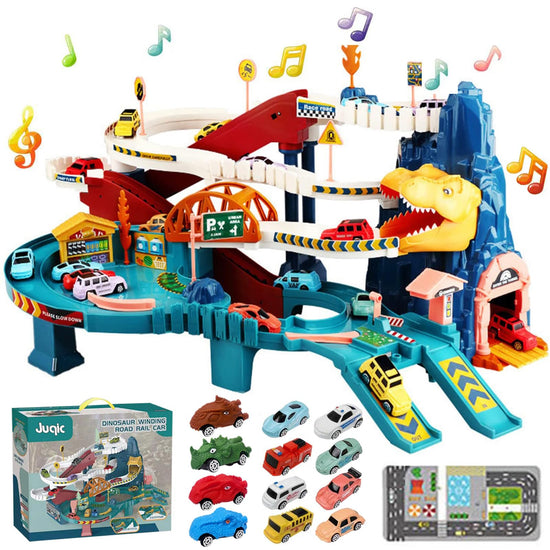 Juqic toy vehicle set — dinosaur climbing hills railcar for children 3 to 4 years old