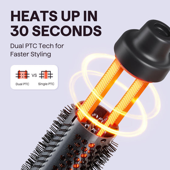 Wavytalk thermal brush — 1 1/2 inch heated round brush with detachable head and pouch