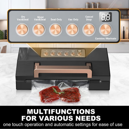 Vacuum sealer machine — Fully automatic with built-in cutter and bags storage